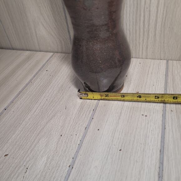 Vtg Handmade Signed Pottery Ribbed Vase Glazed Bubble Art - Picture 7 of 7